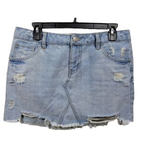 Refuge distressed mini jeans skirt